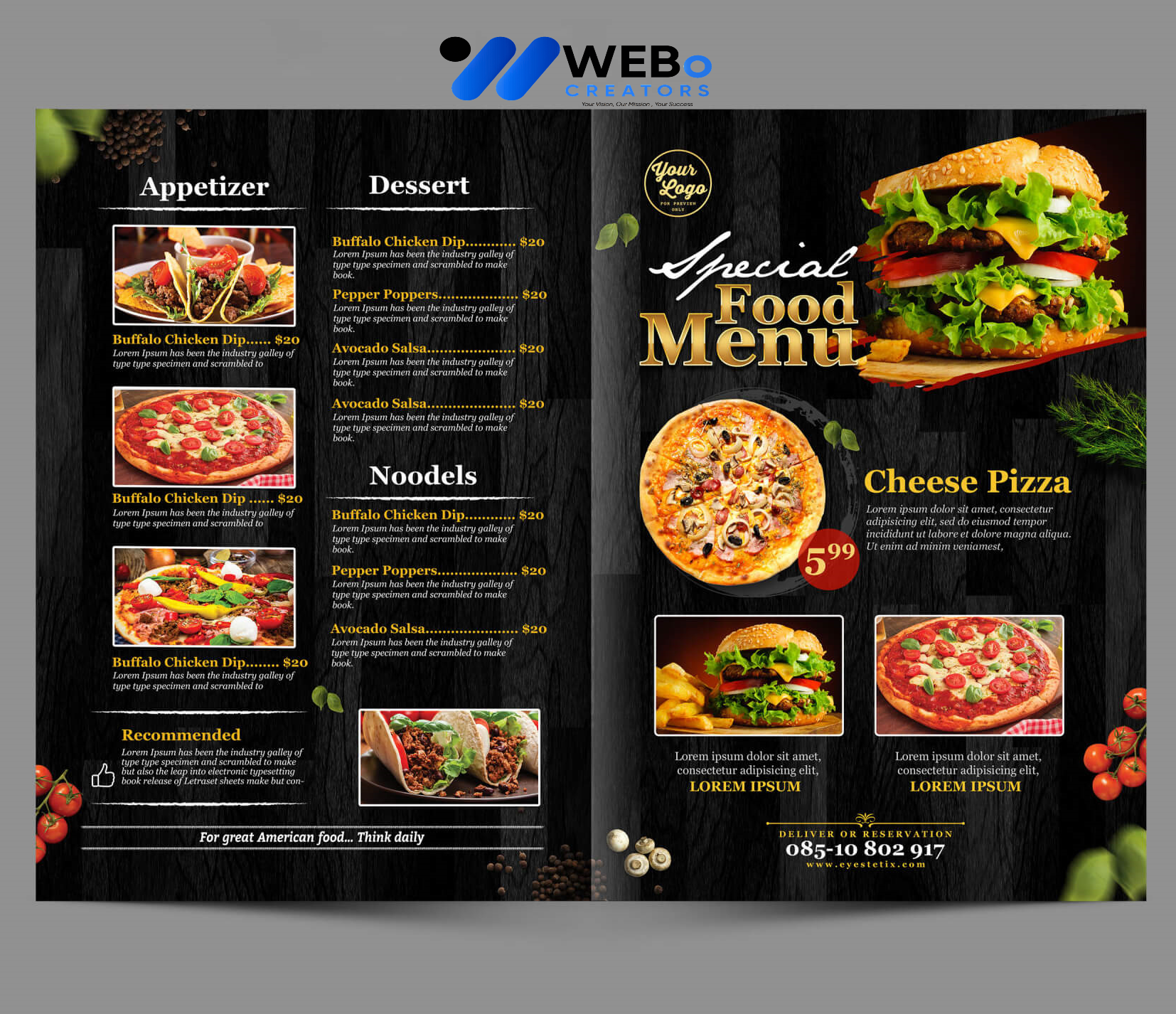 Modern restaurant menu design Berlin 2026 café menu layout food branding design services
